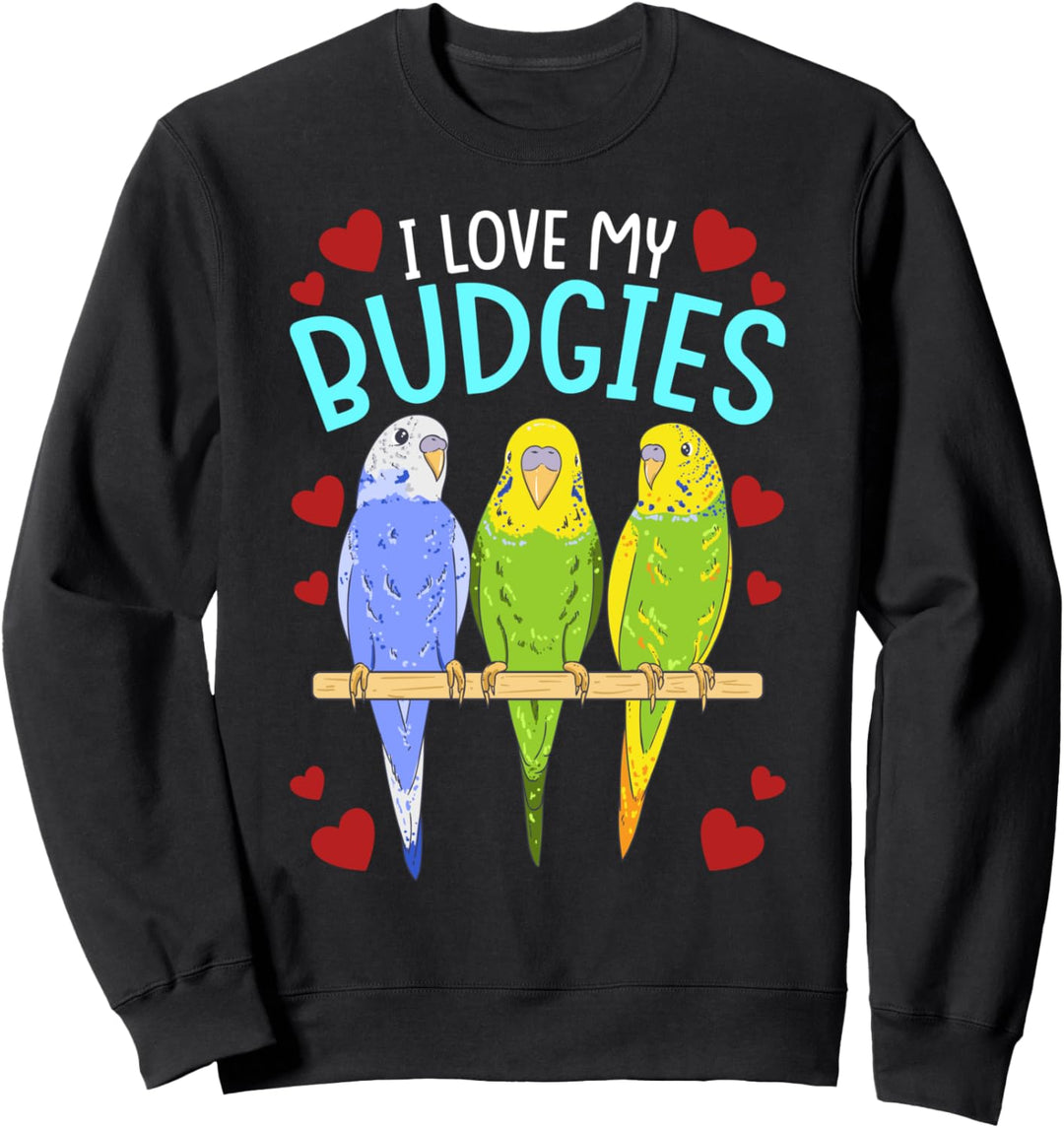 Lustige Papageien mit Aufschrift "I Love My Wellensittich", Kakadu Sweatshirt
