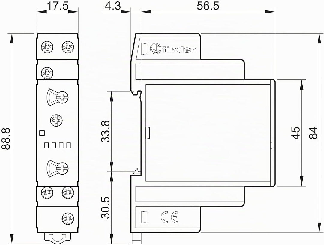 Finder 800102400000PAS Multifunktions-Zeitrelais, Multispannungseingang, RT I, 16 A 12 - 240 VAC/DC,