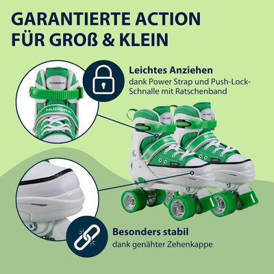 HUDORA Roller Skates, Sneaker für Kinder und Jugendliche - Grössenverstellbare Rollschuhe - Komforta