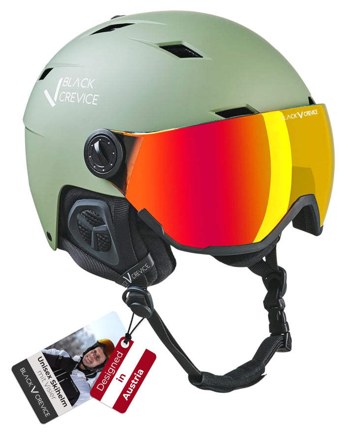 Black Crevice Skihelm mit Visier Kirchberg I Atmungsaktiver Skihelm Herren & Damen mit Lüftungsöffnu