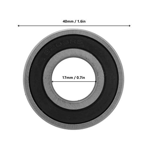 Packung mit 10 Rillenkugellagern 6203-2RS, 17 x 40 mm, geräuschloses, langsam laufendes Stahllager,