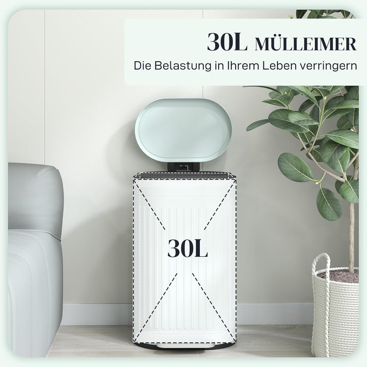 HOMCOM Mülleimer 30L Treteimer Abfalleimer mit Deckel und Fusspedal, Müllbehälter mit herausnehmbare