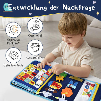 BuzzoXerex Busy Board Deutsch, 8 Seiten in 1 Busy Book, Filz Quiet Book Kleinkinder ab 1 Jahre mit S