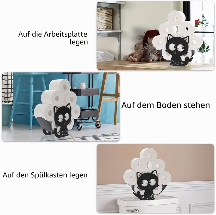 BTSKY Toilettenpapierrollenhalter aus Metall – Mattschwarz, Tier-Stil, Toilettenpapierhalter, freist