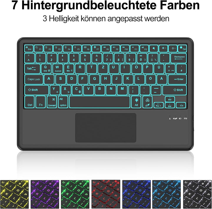 FOGARI Hülle mit Tastatur für iPad Pro 12.9 (6/5/4/3 Gen), 7 Farben Beleuchtung, Multi Touch Trackpa