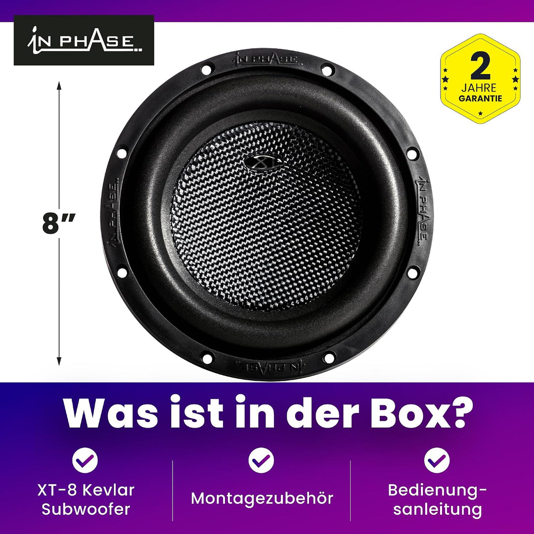In Phase XT - 8 20.32 cm 1000W Peak Power Subwoofer XT-8, XT-8