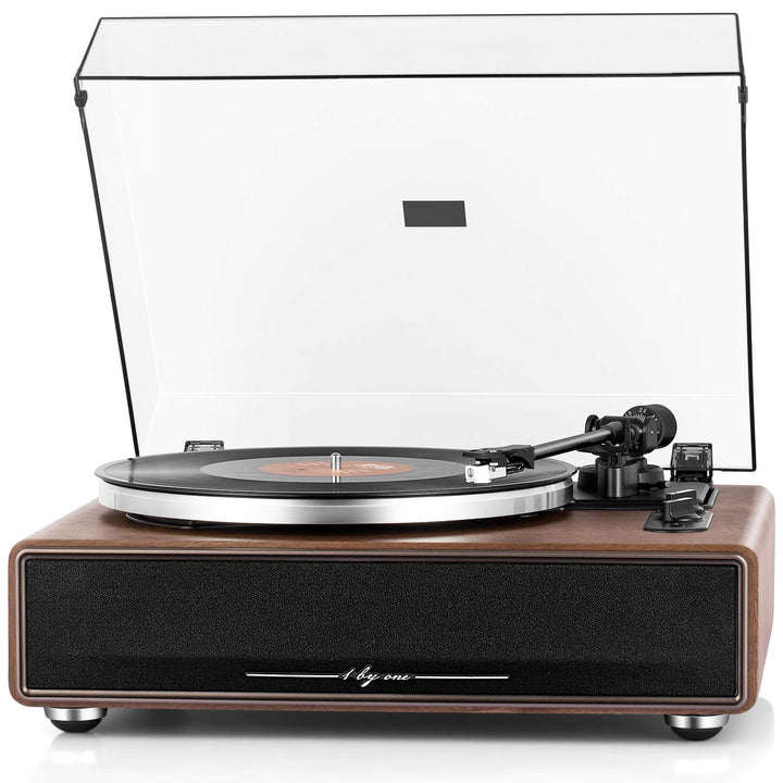 1 BY ONE Plattenspieler mit Integrierten Lautsprechern Bluetooth 33/45 U/min Riemenantrieb MM Vinyl