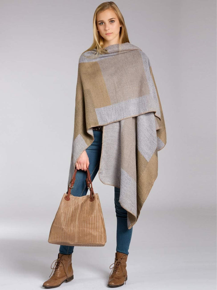 Caspar PON008 Damen Poncho Einheitsgrösse braun, Einheitsgrösse braun