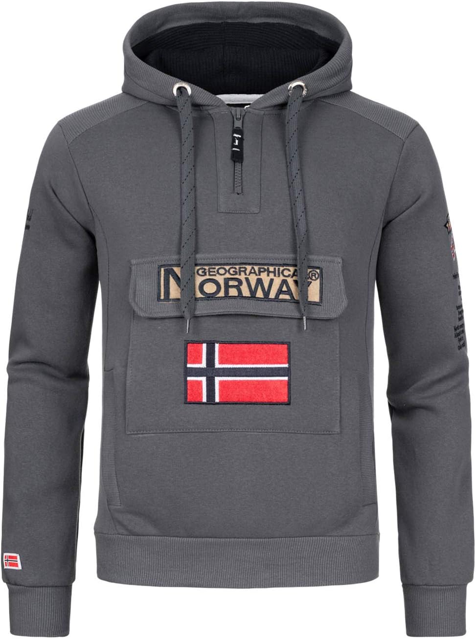 Geographical Norway Herren Gymclass Kapuzenpullover, Dunkelgrau