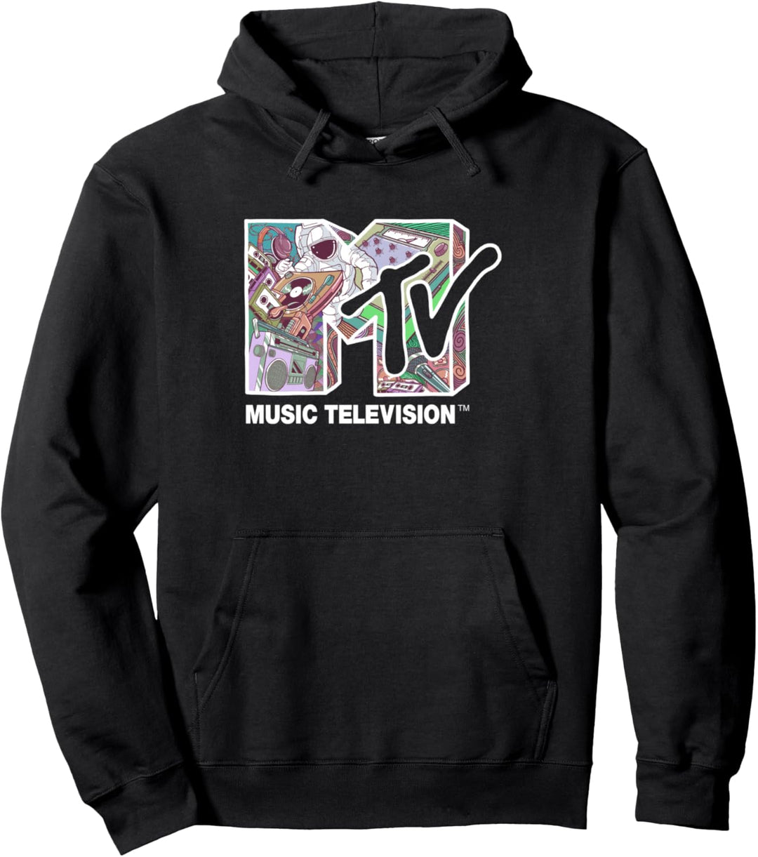 MTV Music Television Collage Fill Logo Pullover Hoodie