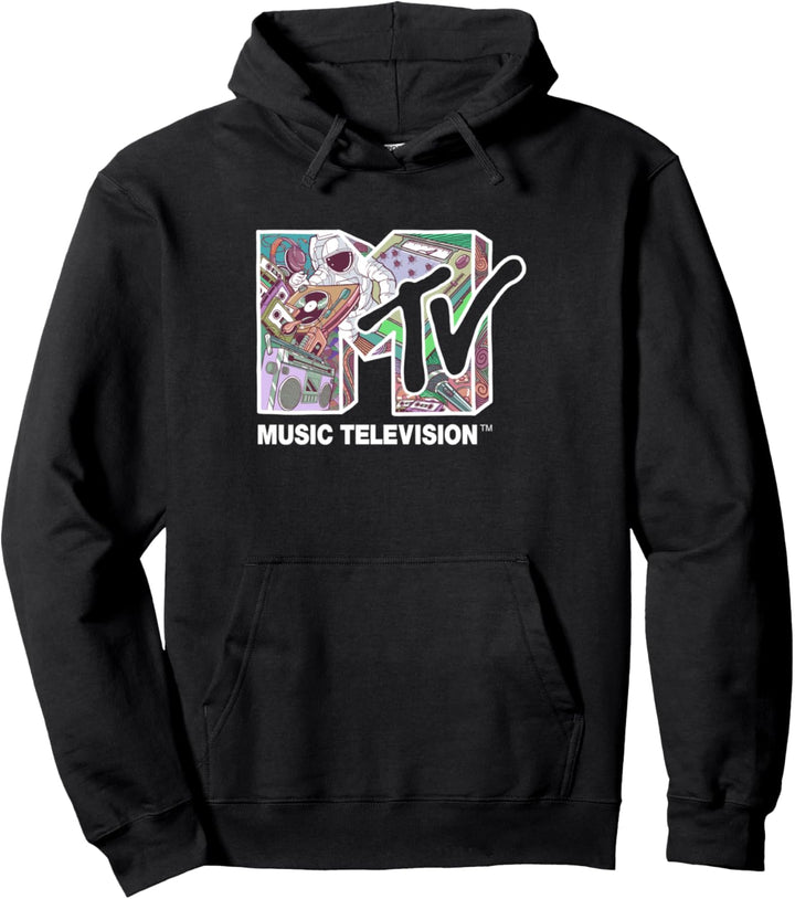 MTV Music Television Collage Fill Logo Pullover Hoodie