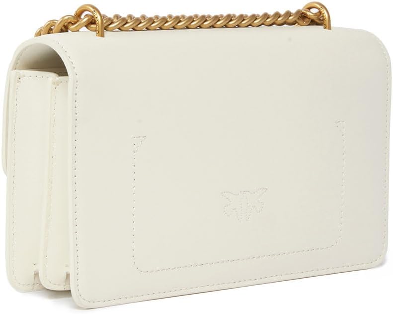 Pinko Damen Love One Mini Dc Kalbsleder Seide Tasche, Einheitsgrösse Z14q_weiss Seide Antique Gold,
