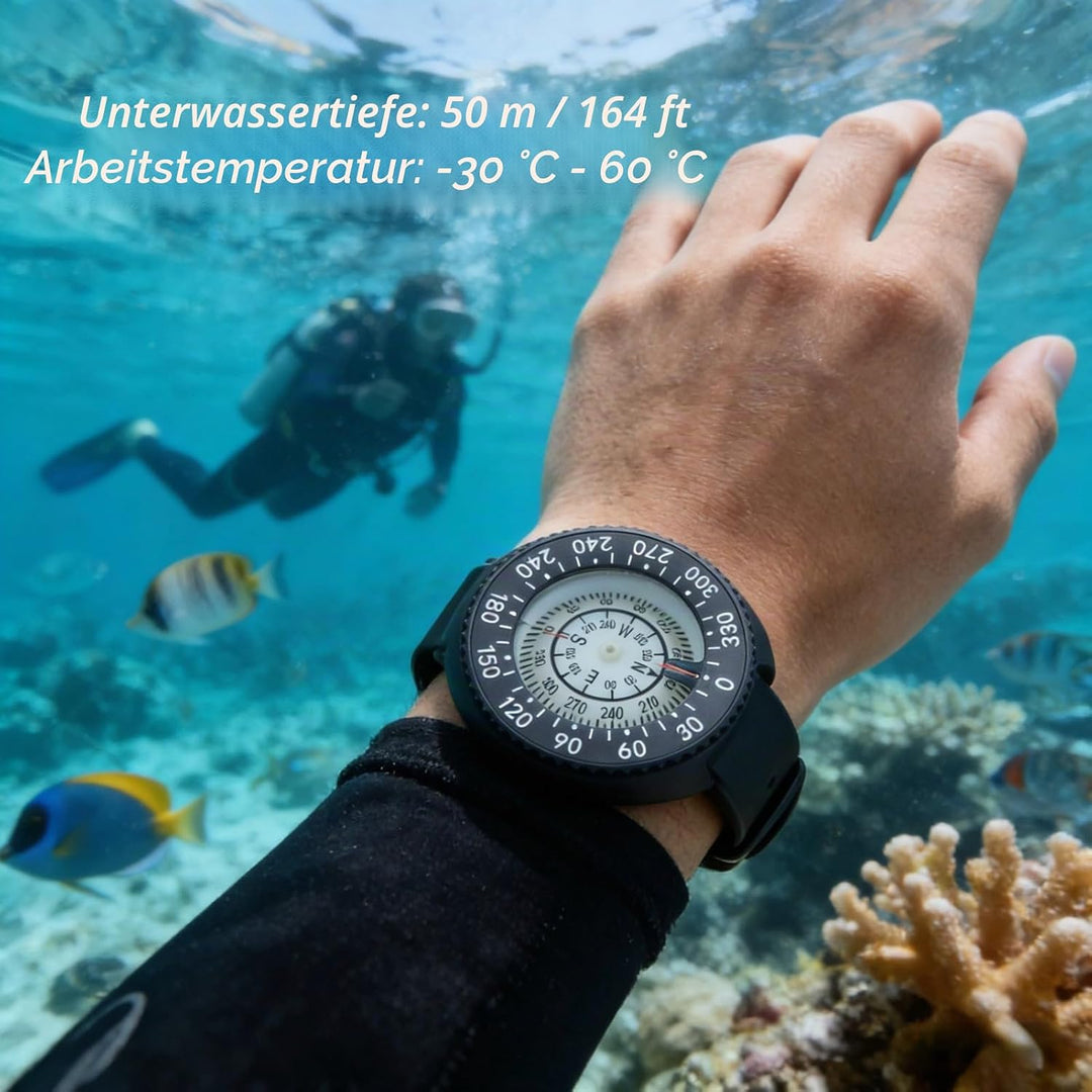 Dilwe Handgelenk Kompass, Wasserdicht Tauchkompass Scuba Tauch Kompass Outdoor Kompass für Survival,