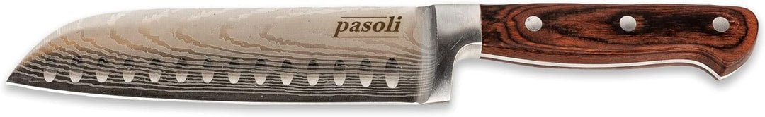 pasoli Professionelles Japanese Messer - Edelstahl mit Klingenschutz & edlem Holzgriff - Rasiermesse