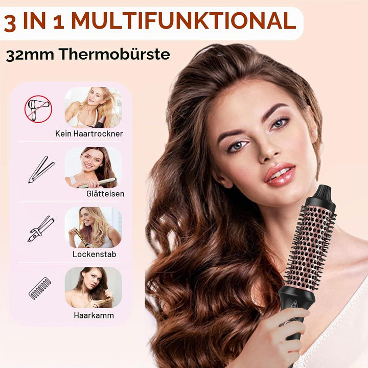 Thermal Brush 32mm, UKLISS Thermobürste Wärmebürste 3 in 1, Rundbürste Stylingbürsten mit 160-204℃,
