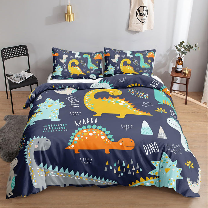 HOSIMA Niedliches Dinosaurier-Bettwäsche-Set für Erwachsene, Jungen und Mädchen, niedlicher Aquarell