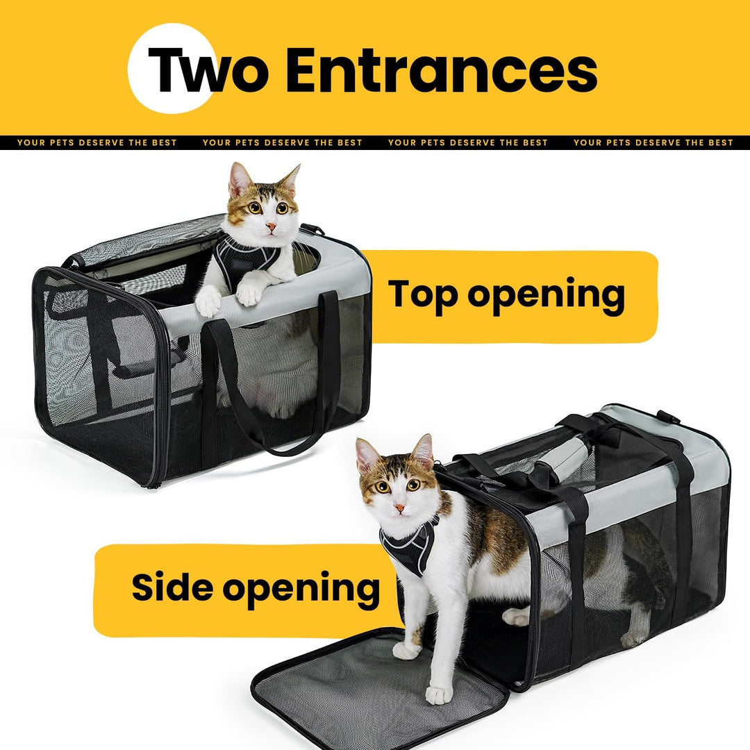 Conlun Katzentransportbox,Weiche Katzentransporttasche mit 4-seitigem Netz, Flugzeugtaugliche Katzen