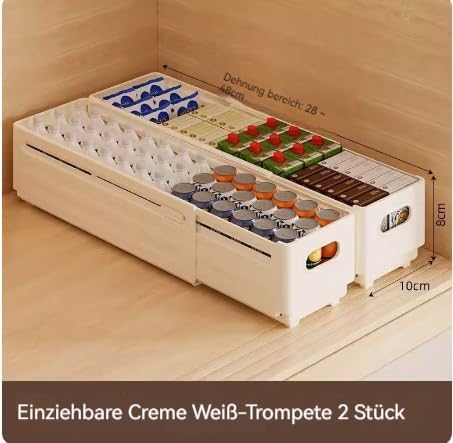 Teleskopschublade,Ausziehbare Aufbewahrungsbox Schrank Organizer Kleiderschrank, Faltbare Kunststoff