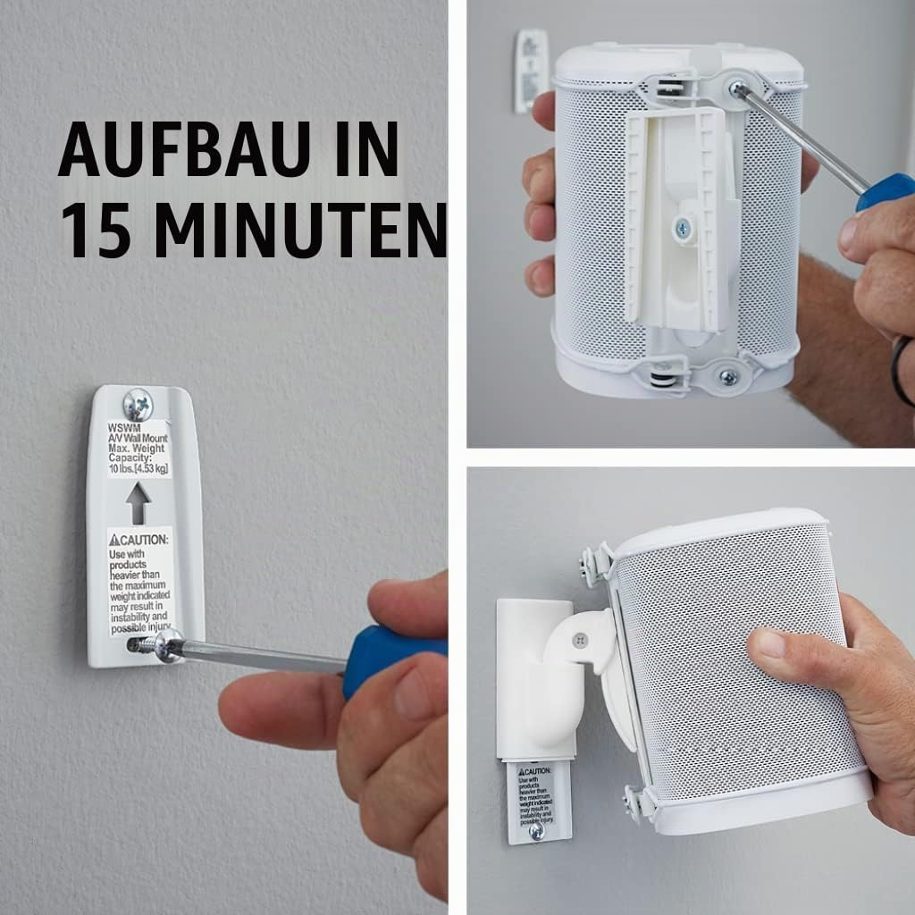 SANUS Wandhalterung (verstellbar, für Sonos Play: 1 und Play: 3 Lautsprecher – Weiss (2 Stück) Weiss