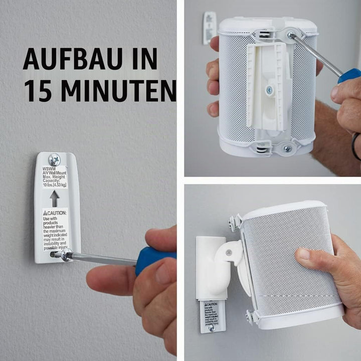 SANUS Wandhalterung (verstellbar, für Sonos Play: 1 und Play: 3 Lautsprecher – Weiss (2 Stück) Weiss