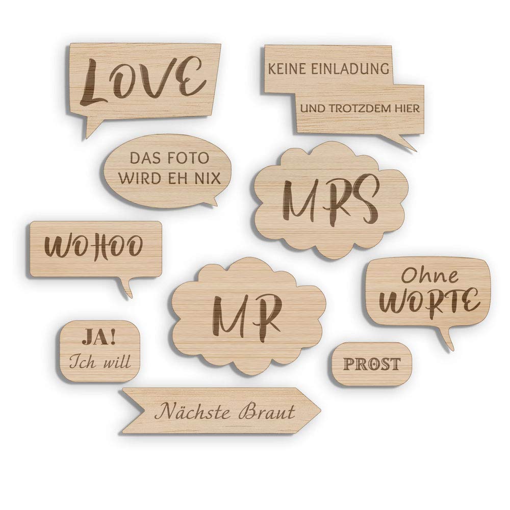 Fotobox Accessoires Hochzeit Requisiten, Schilder aus Holz mit Sprüchen, Wedding Props Zubehör für P