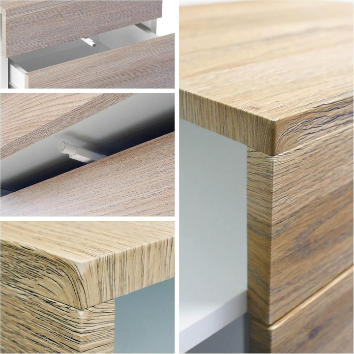 Vladon Nachttisch Queens, Made in Germany, Nachttischschrank mit 2 Schubladen und 1 seitlichem Fach