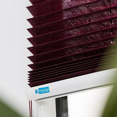 K-home 220120-4 Klemmfix-Plissee 70 x 130 cm (B x L) Bordeaux Lichtschutz +++ Moderne Crushed Optik