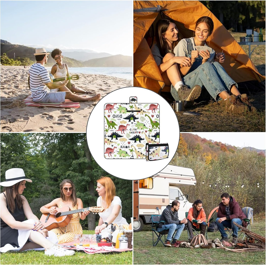Picknickmatte 2mx2m (Dinosaurier) - Grosse Faltbare wasserdichte Picnic Blanket - Outdoor Krabbeldec