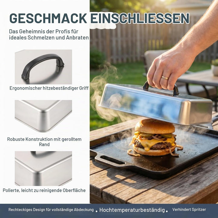 Rechteckige Grillglocke aus Edelstahl Hitzebeständige Garhaube für Grill und Teppanyaki Vielseitige