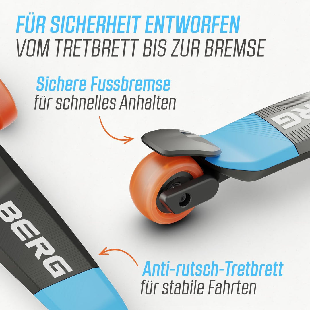 BERG Nexo Kinderroller Kinderscooter faltbar ab 2 Jahre | Höhenverstellbarer Tretroller Scooter | Dr