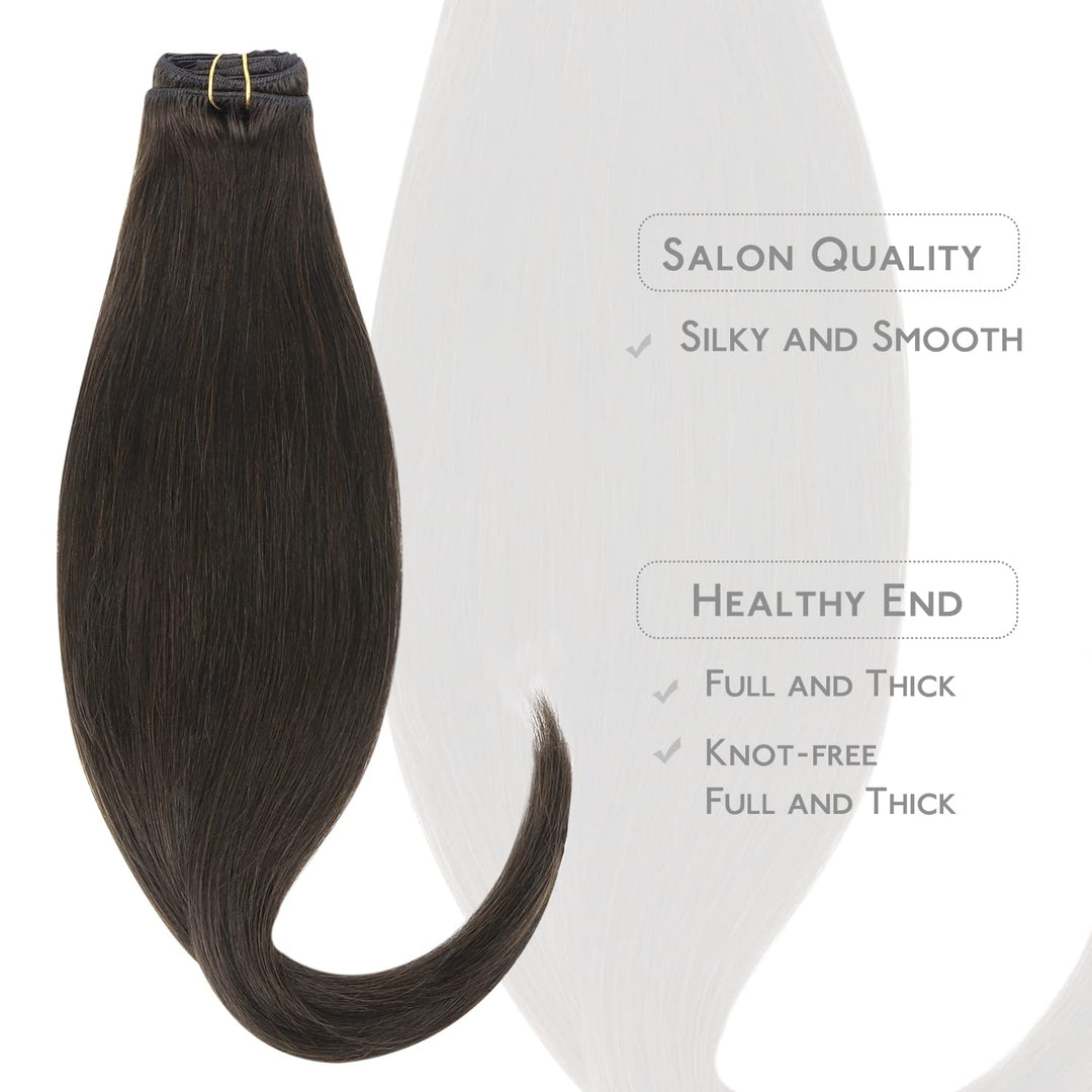 WENNALIFE Clip in Extensions Echthaar, 75g 5pcs 40cm Dunkel Braun Extensions Clip in Remy Clip in Ex