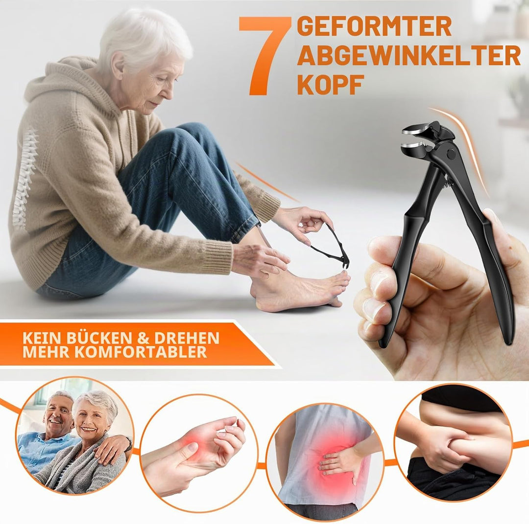 Winkelkopf Nagelknipser für Senioren - DRMODE Ergonomischer Nagelknipser Fussnägel mit Auffangbehält