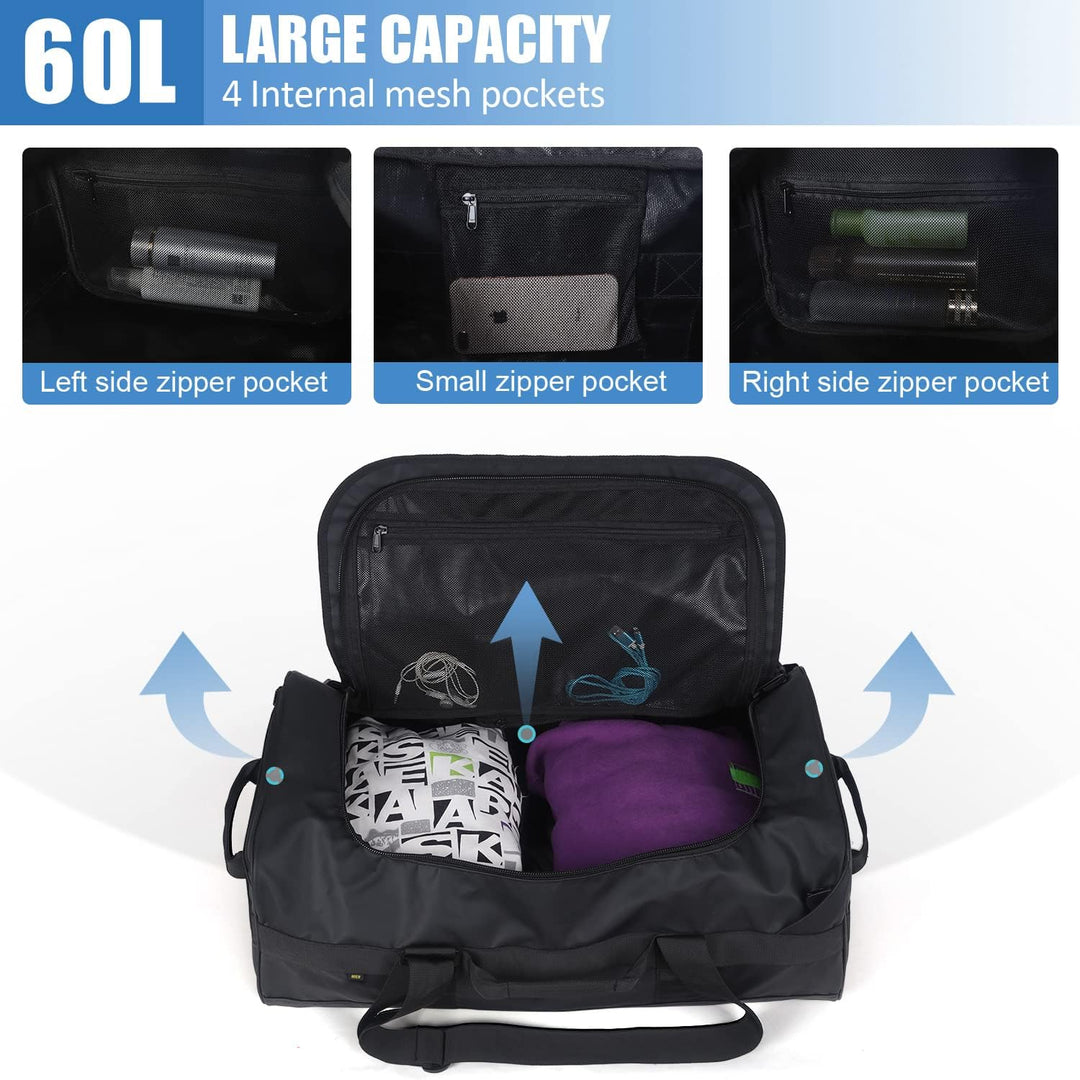 MIER Sporttasche Herren Wasserresistente Reisetasche 60L gross Heavy Duty Convertible Sportrucksack