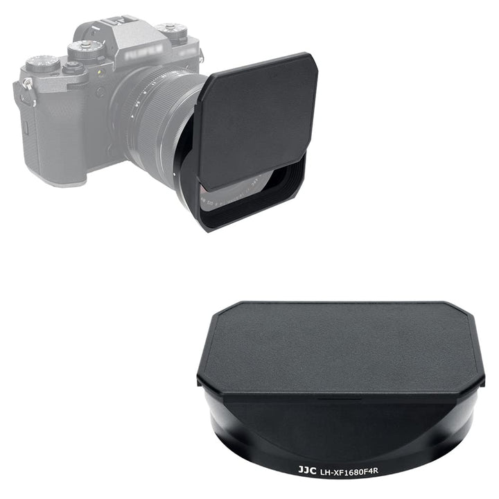 JJC Gegenlichtblende Schwarz für Fujifilm FUJINON XF16-80mmF4 R OIS WR Objektiv mit Schiebedeckel (7