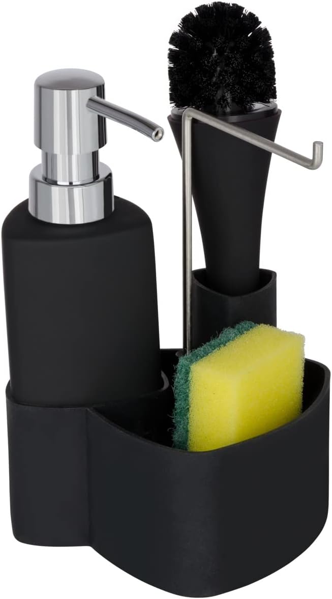 WENKO Spül-Set Mod. Empire, 4 in 1 - Spülmittelspender, Spülbürste, Spültuchhalter & Organizer, hoch