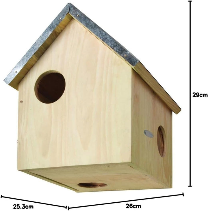 Esschert Design Futterhaus, Futterstation für Eichhörnchen mit Metalldach, DREI Eingänge, ca. 25,3 c