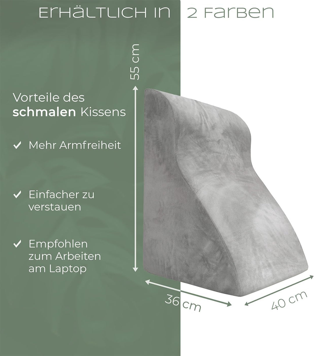 Lesekissen für Bett und Sofa, Bequemes Rückenkissen mit Memory Foam, Reflux Kissen verwendbar als Ke