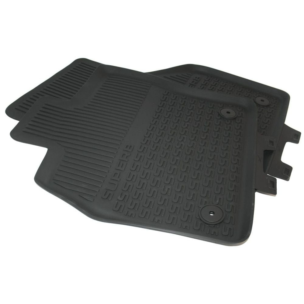 Skoda 3V1061551 Gummi Fussmatten 2X vorn Gummimatten Original Allwettermatten schwarz mit Schriftzug