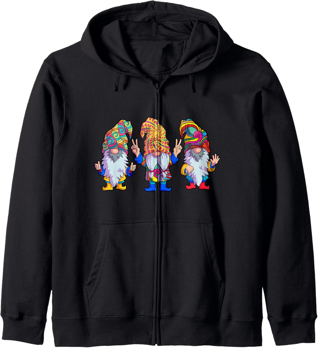 Hippie Gnomes Retro Zwerg Krawattenfarbe Hippies Boho Peace Kapuzenjacke