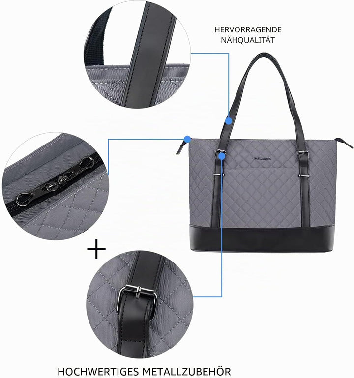 KROSER Laptop-Tragetasche für Damen, Arbeitstasche Geldbörse Lehrertasche 15,6 Zoll Laptoptasche Com