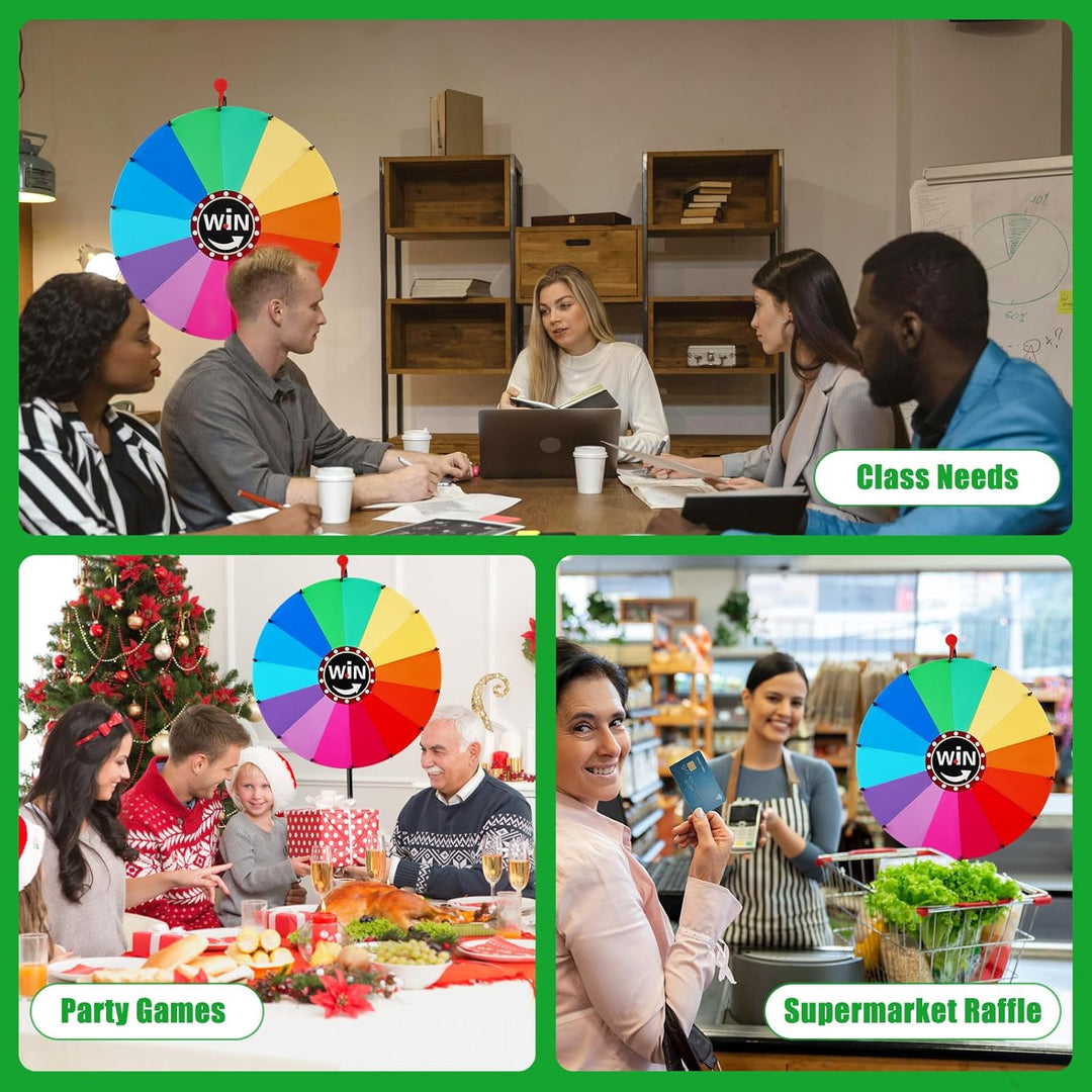 61CM Glücksrad zum Drehen |14 Farben | Höhenverstellbar 1-1.6m| Glücksrad Drehrad Spielzeug mit Stif