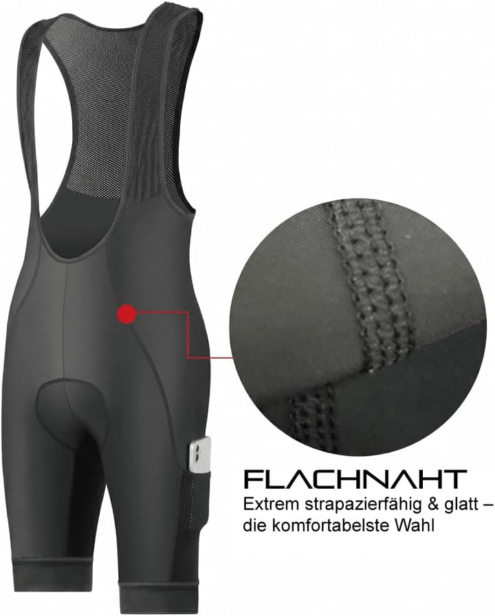 CEROTIPOLAR Radhosen für Herren, Lange Polsterung, Fahrrad-Bib-Shorts UPF50+ L Black-7, L Black-7