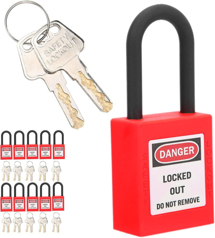Lockout Tagout Sicherheitsvorhängeschloss, 10 Stück 38mm Nylon PA Isoliert Staubdicht mit Schlüsseln