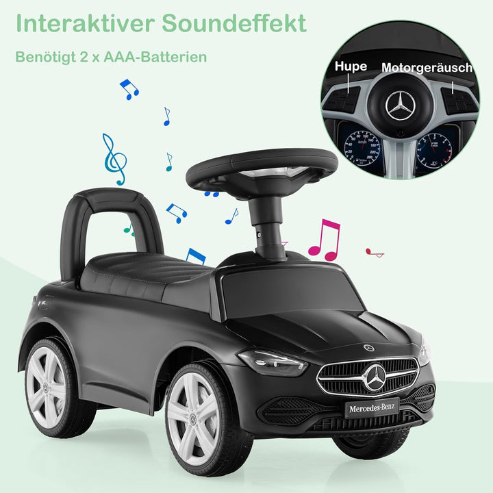 COSTWAY Mercedes-Benz Rutschauto, Rutschfahrzeug mit Stauraum unter dem Sitz, Schiebauto mit Hupe &