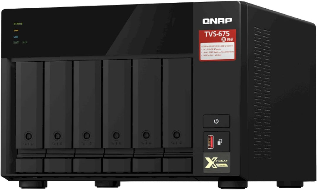 Qnap TVS-675-8G 6 Bay 2,5 GHz 8GB 2 X 2,5GBE / 8 GB SODIMM DDR4 / max 64GB (2 x 32 GB) / 2 x M.2 228