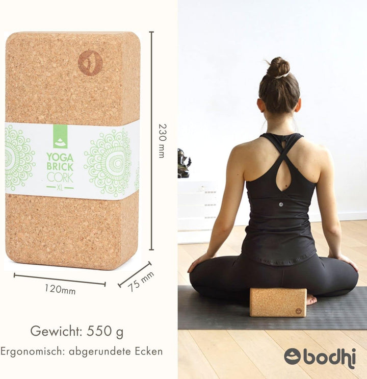 Bodhi Yoga Block Kork Brick | Einzeln & als Set | 100% Naturkork – Universal Yogaklotz | Umweltfreun