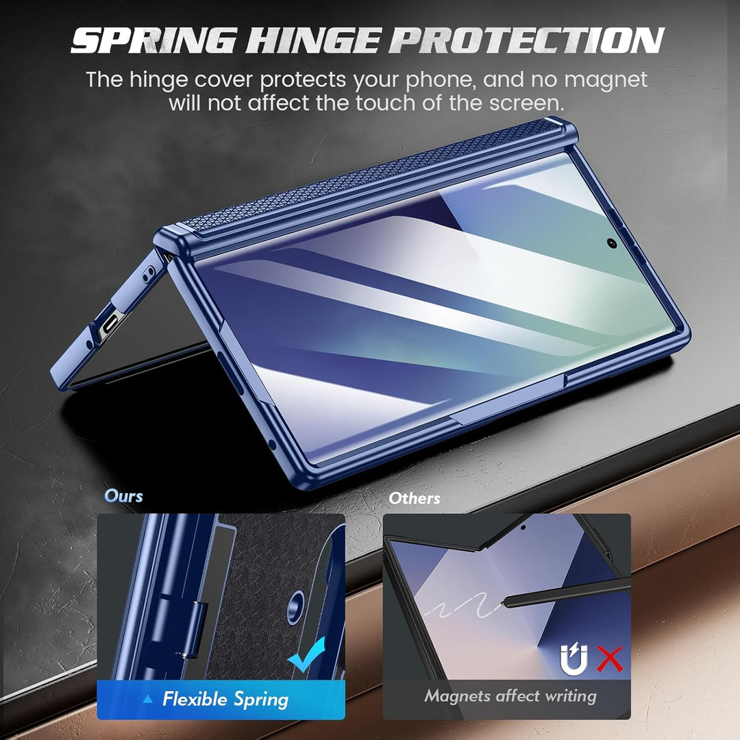 für Samsung Galaxy Z Fold 7 Hülle mit Ständer & Displayschutzfolie, Ganzkörper Robuste Schutzhülle m