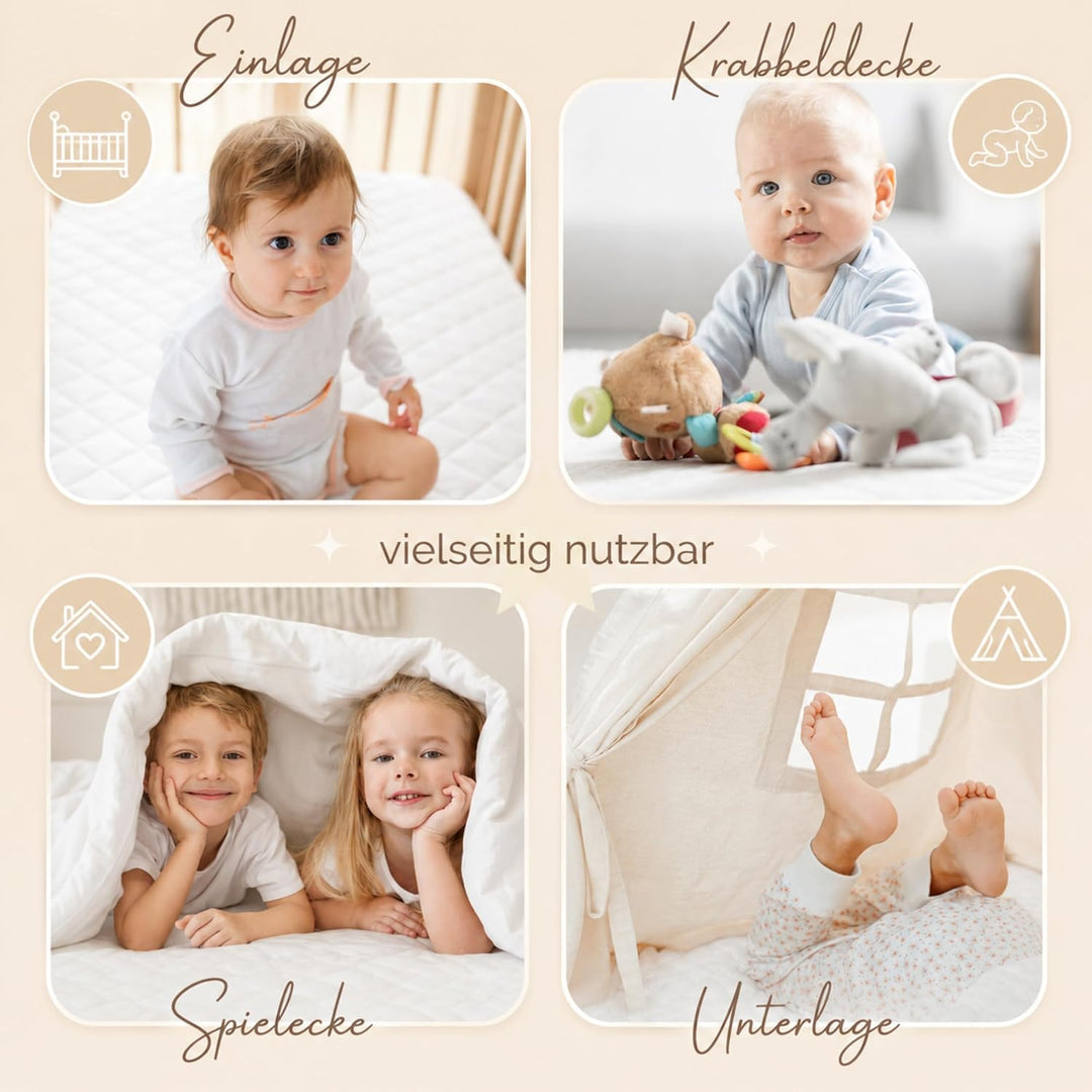 runde Spielmatte 110cm [1cm dick] weiche Spieldecke für Kinder| gepolsterte Bodenmatte für Spielzelt
