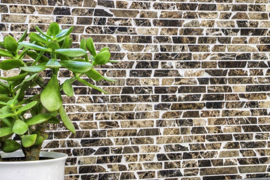 Mosaik Brick uni Castanao Marmor Naturstein Küche, Mosaikstein Format: 25-105x15x7 mm, Bogengrösse: