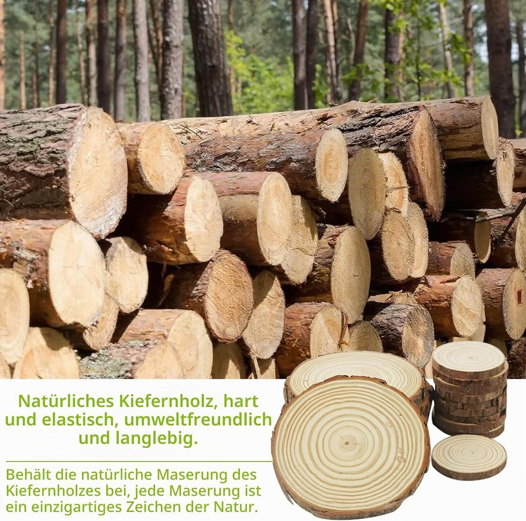 15 Stück Holzscheiben zum Basteln 2 Grössen Baumscheiben Holzplatte Rund Holzscheibe 8mm Dick Bastel